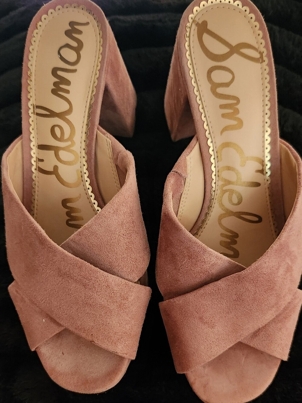 Sam Edelman Jayne Suede Platform Block Heel Sandals - Size 7.5